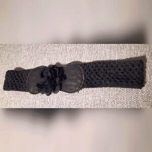 Black Crochet Belt with Flower